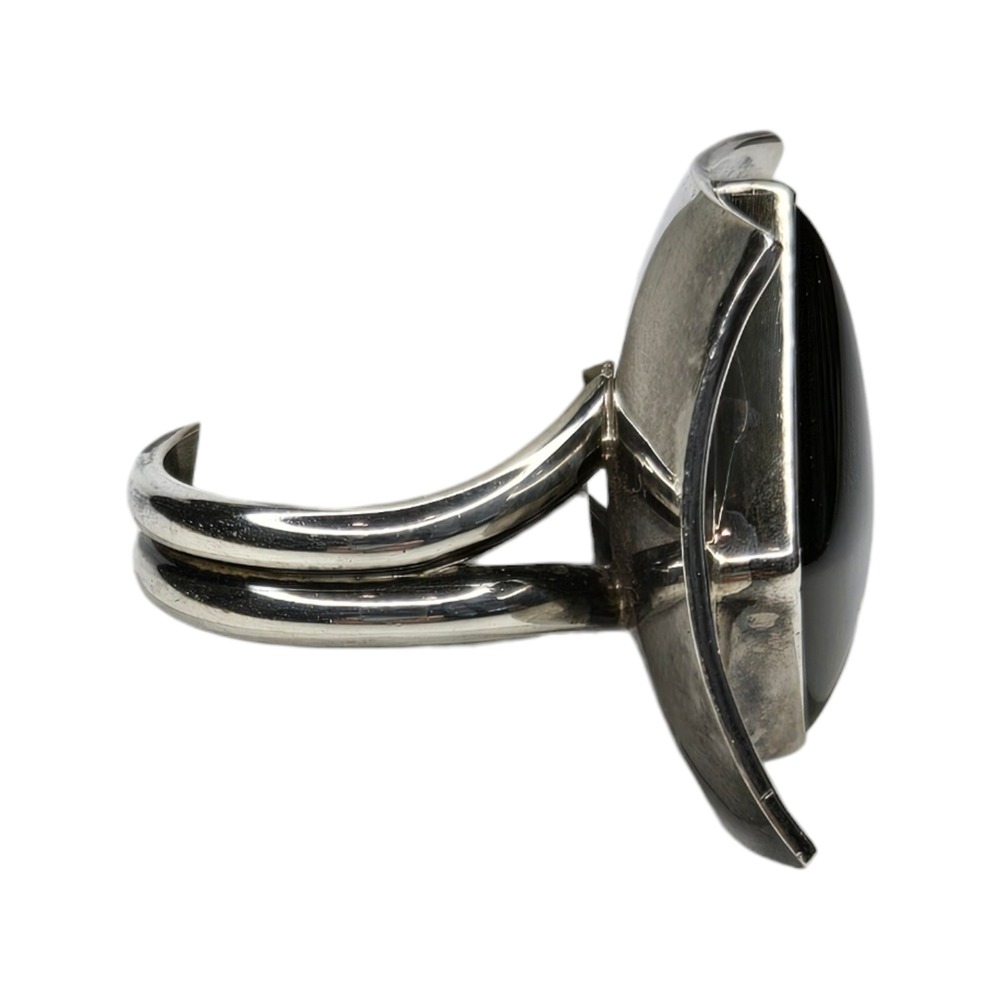 Vintage Sterling Silver 925 Black Onyx Mid Century Modern Cocktail Ring SZ 10.5 - Picture 4 of 11